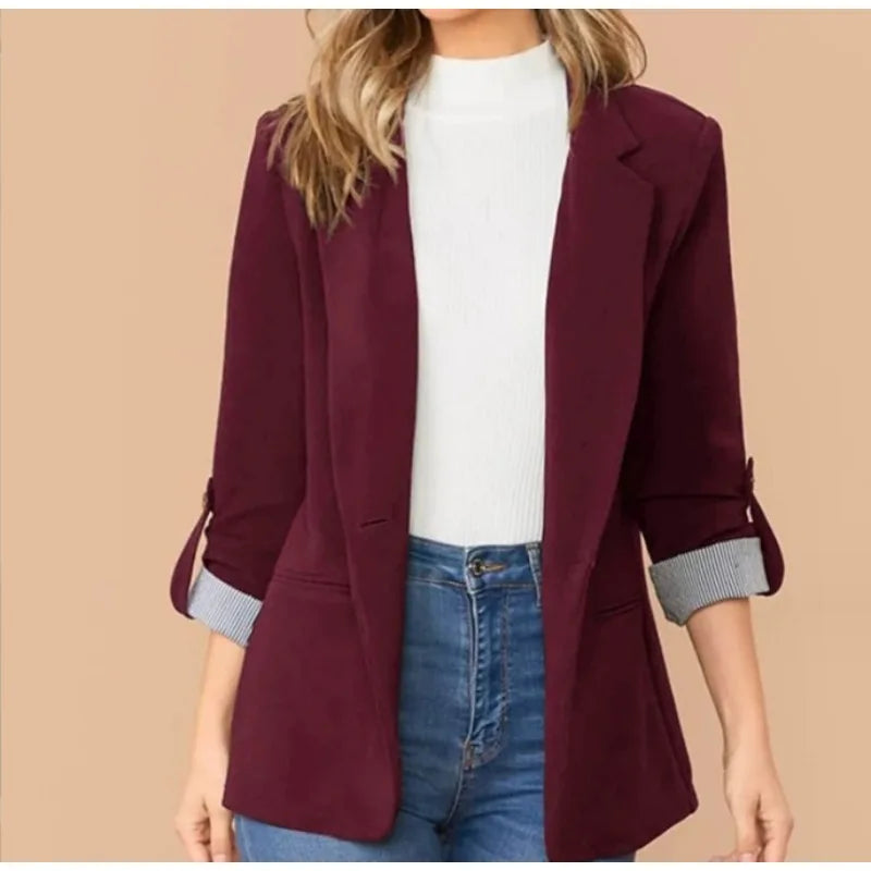 Solid Color Office Slim Blazers For Woman 2025 Autumn Winter Women's Jacket Coats Elegant Female Outerwears