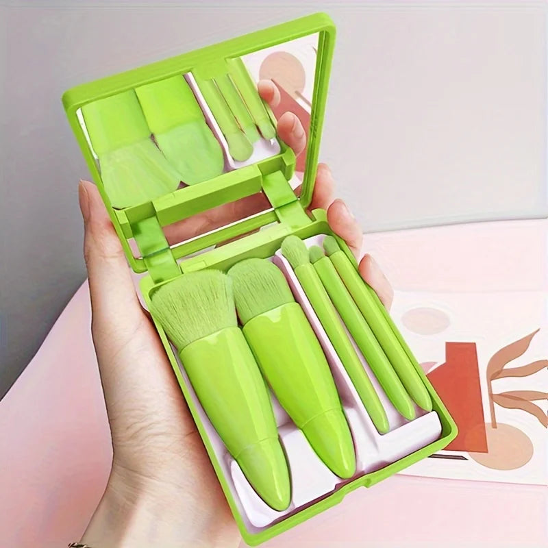 5Pcs Travel Makeup Brush Set with Mirror
