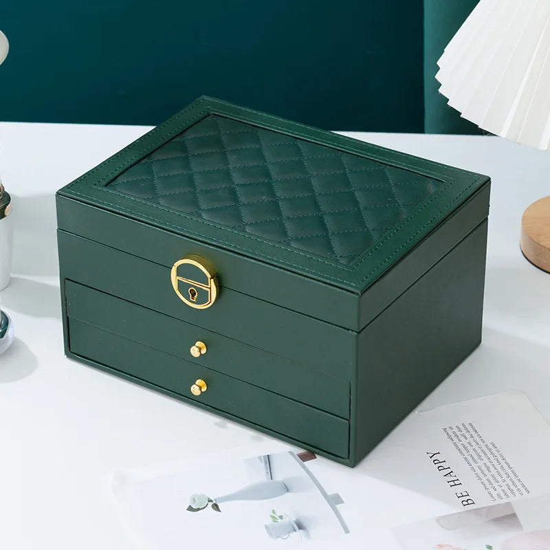 Large Jewelry Storage Box Multi-Layer Organizer For Jewelry Necklace Earring Leather Jewellery Storage Packaging Display Boxes
