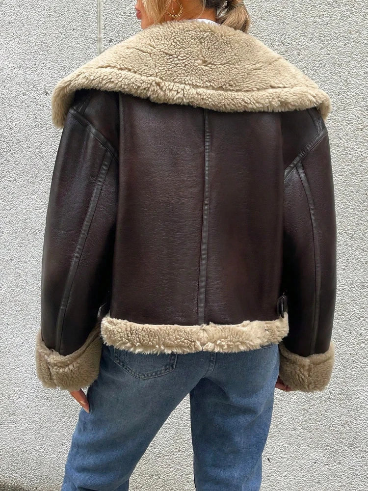 Faux Fur Leather Jacket | Faeva London