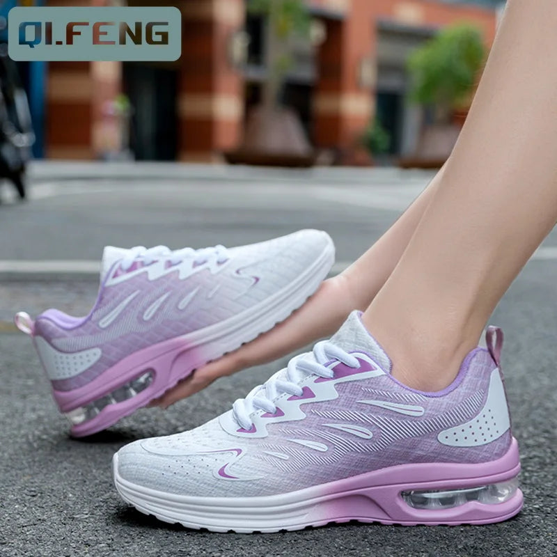 Women Big Size Autumn New Air Cushion Shoes Mesh Breathable Lightweight Comfortable Sneaker Fashion Casual Sports Large Footwear