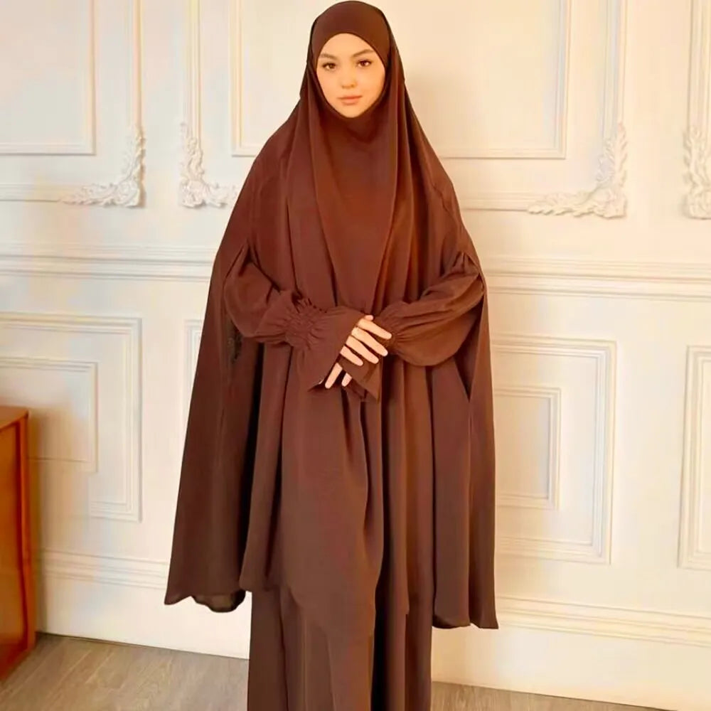 Muslim Women Dresses Khimar Two Piece Set Prayer Garment Eid Ramadan Dubai Hijab Kaftan Arab Long Robe Prayer Suit Vestidos 2026