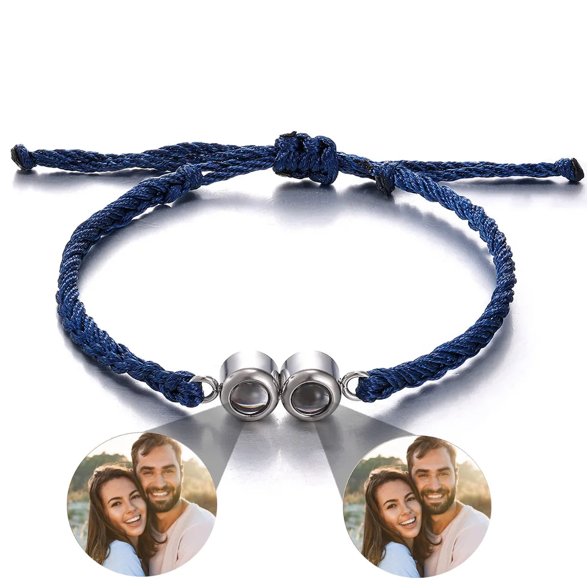 Adjustable Custom Dual Photo Projection Bracelet Customized Weaving Personalized Projection Picture Bracelet Stainless Steel