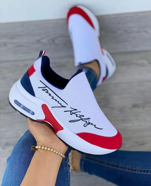 Women's Breathable Wedge Sneakers - Casual Walking Shoes