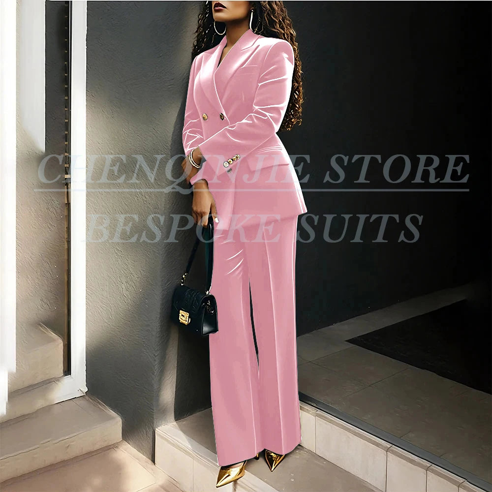 Luxury Green Velvet Women's Suits Fashion Double Breasted Peak Lapel Slim Fit Female Clothing Customzied 2 Piece Jacket Pants