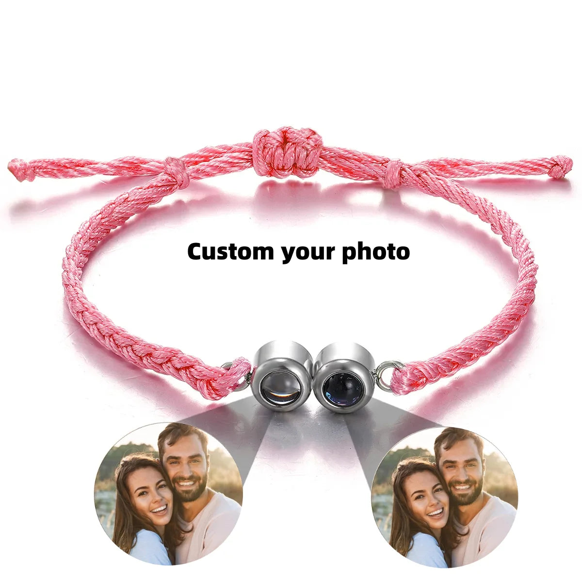 Adjustable Custom Dual Photo Projection Bracelet Customized Weaving Personalized Projection Picture Bracelet Stainless Steel
