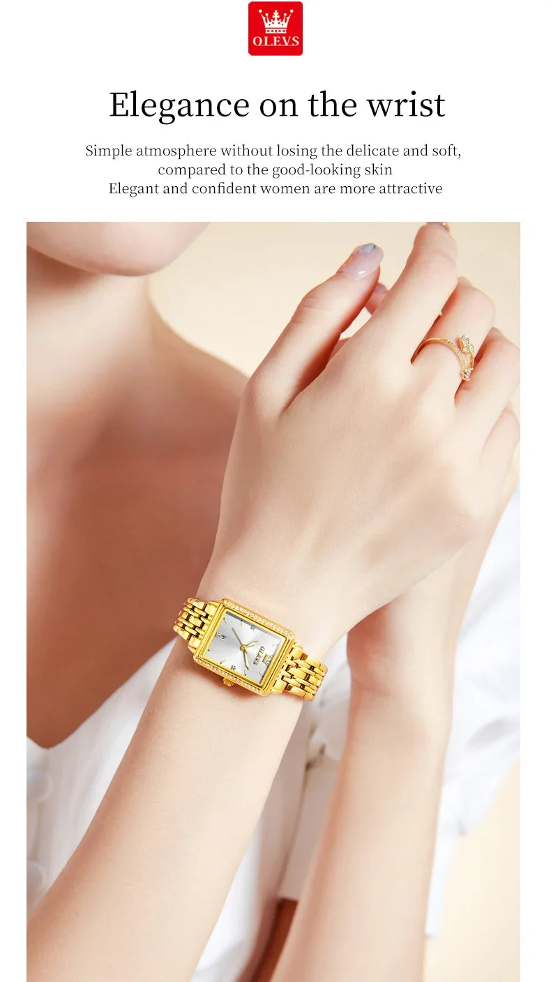 OLEVS 9995 Elegant Quartz Ladies Womens Wristwatces Date Watch for Women Luxury Waterproof Luminous Watches Relojes Para Mujer