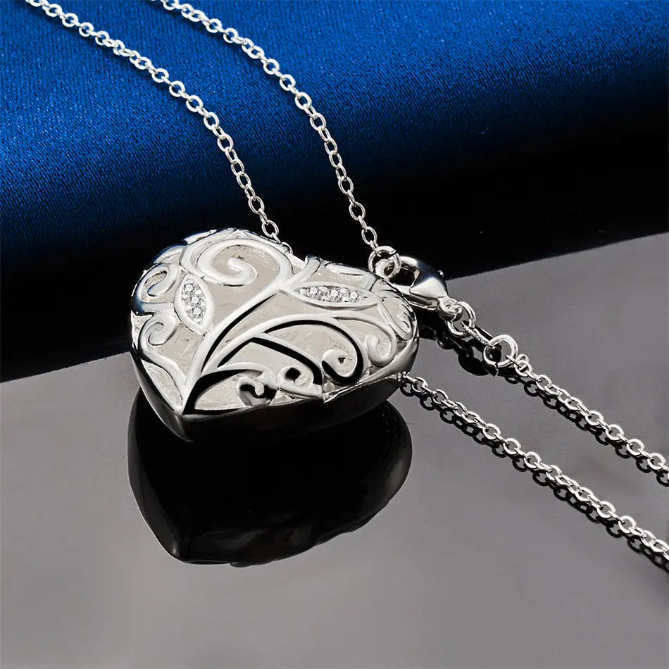 925 sterling silver 16-30 inch exquisite heart-shaped pattern pendant necklace for women's wedding jewelry accessories