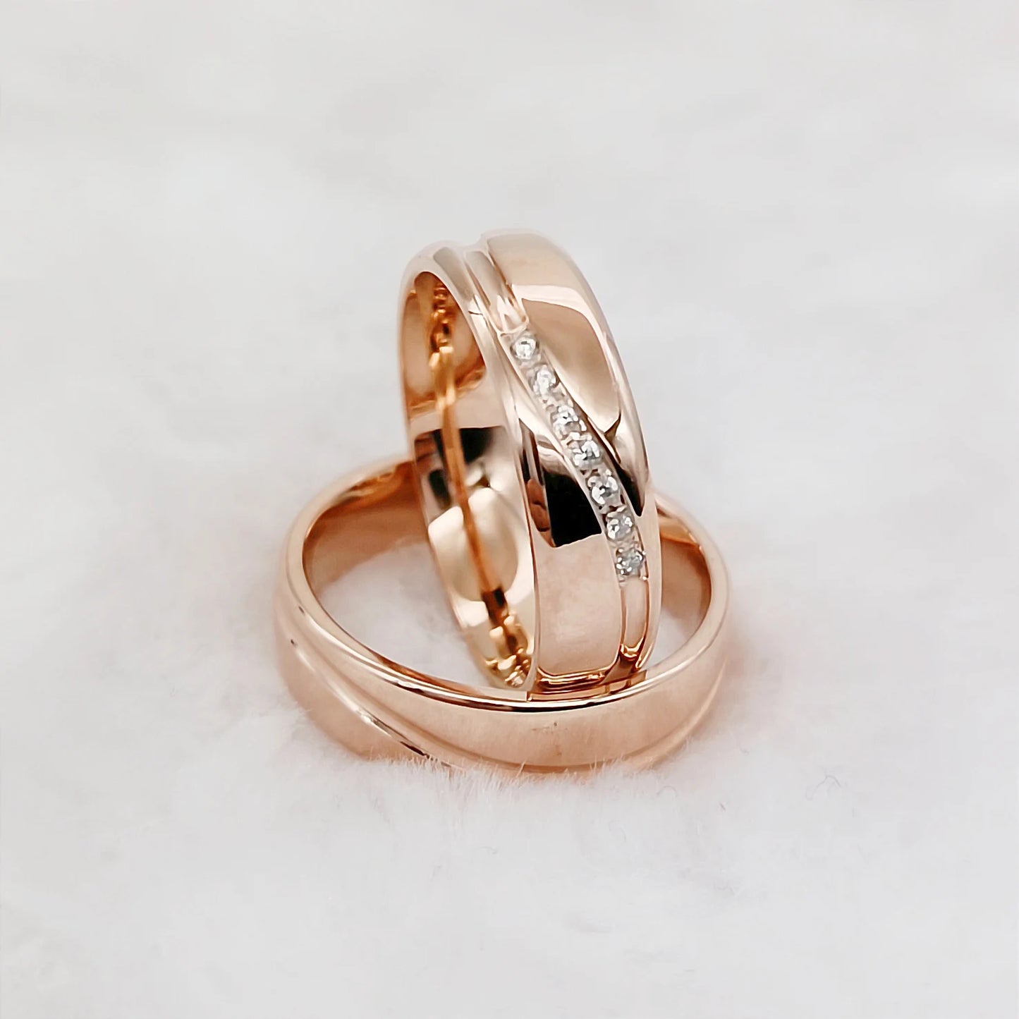 Hypoallergenic Titanium Matching Couple Rings Designer Crown Rose Golden Valentines Wedding Bands For Men And Women