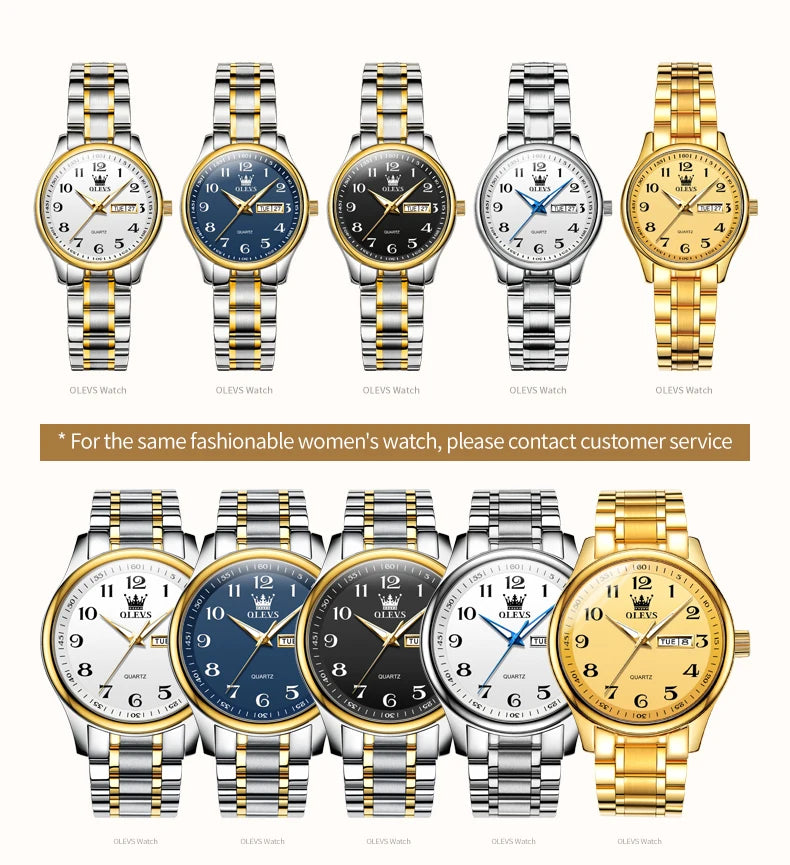OLEVS 5567 Luxury Quartz Watch for Women Elegant Stainless Steel Waterproof Watches Luminous Week Date Ladies Dress Wristwatches