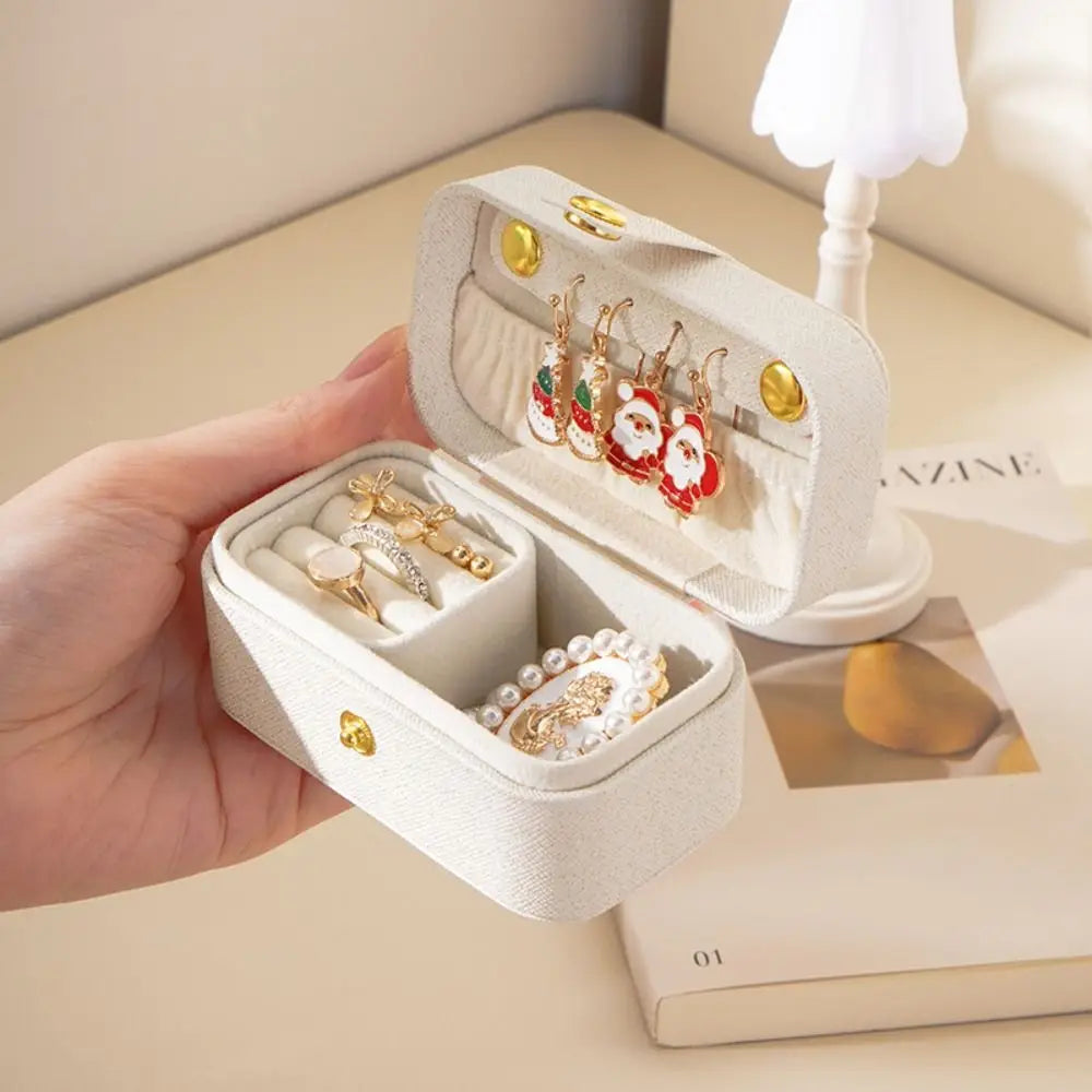 New PU Leather Mini Jewelry Box Flip Cover Mini Storage Case Portable Jewelry Organizer for Women Girls