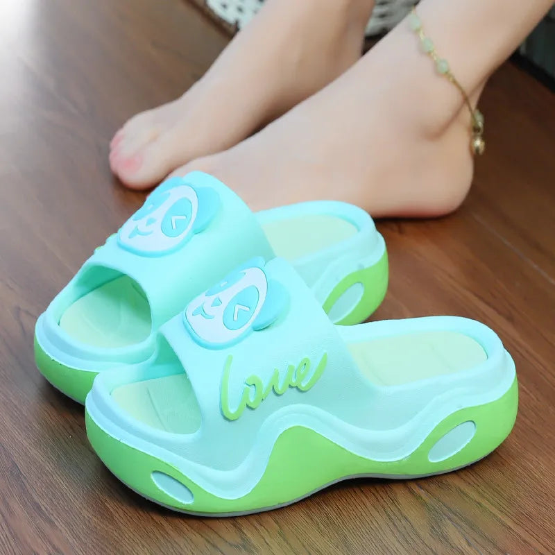 Girls platform slides beach chunky slipper animal flipflops High heel panda slipper women summer height increasing shoes youth