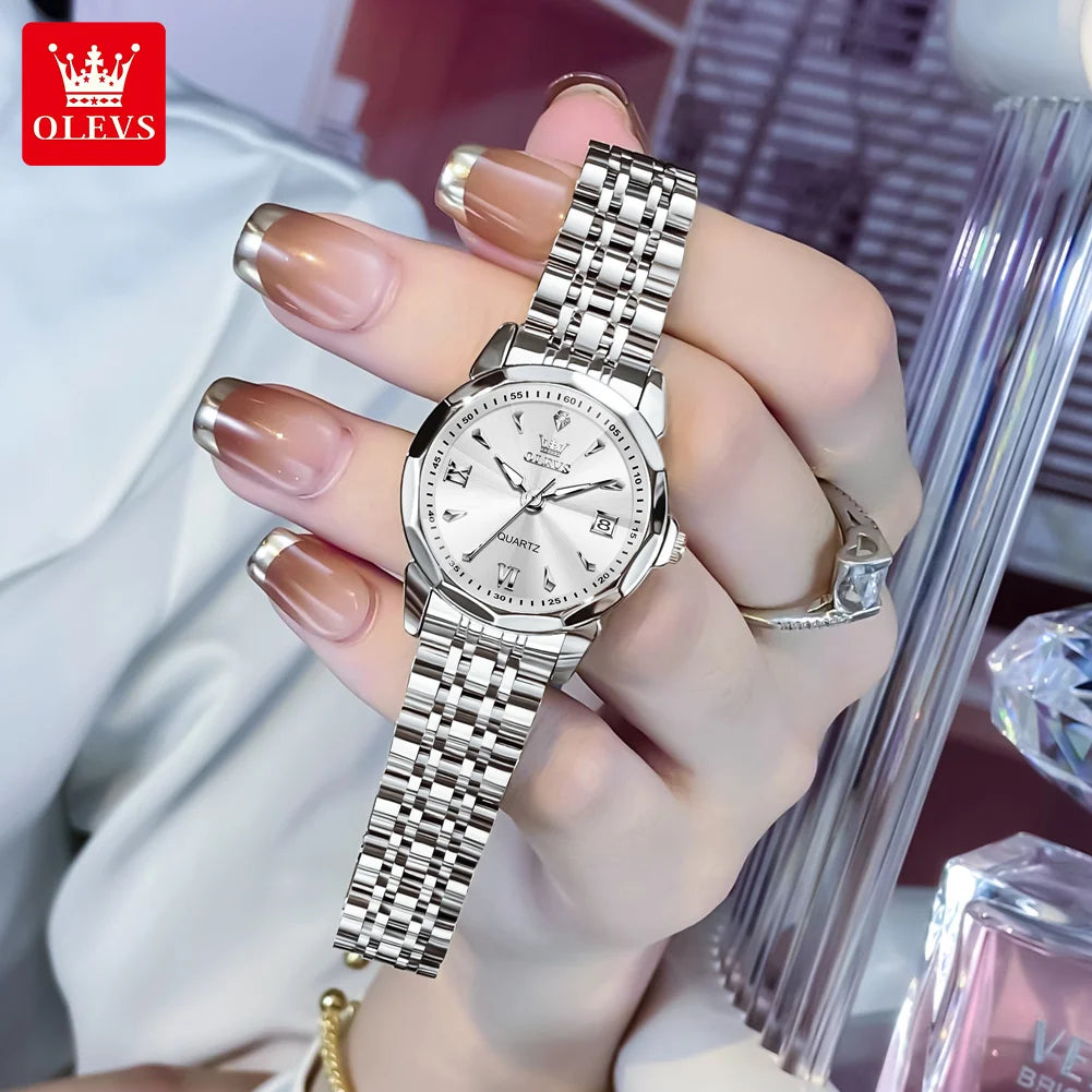 OLEVS 9998 Women Watch Luxury Original Fashion Classic Brand Luminous Function Quartz Wristwatch Calendar Window Watch For Women