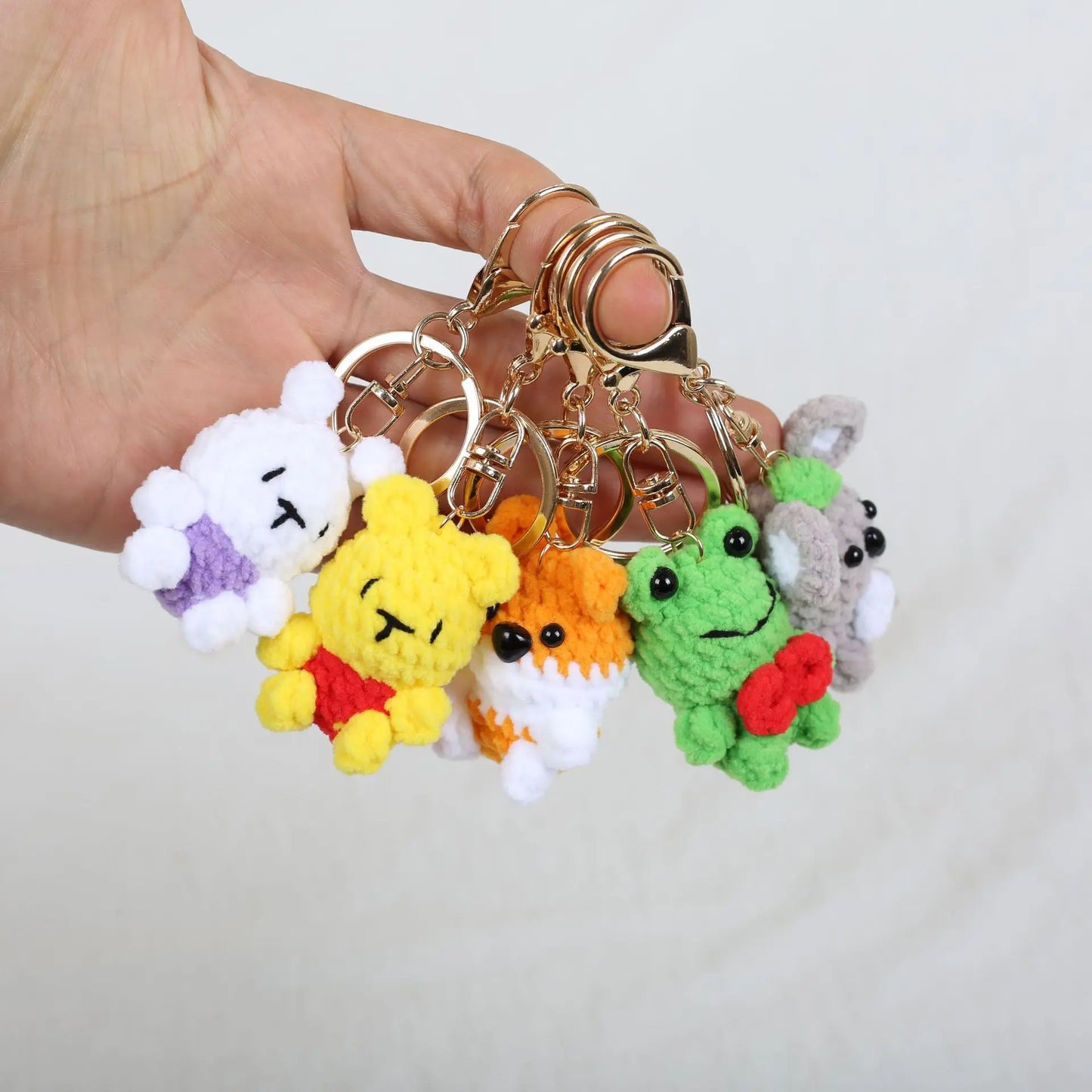 Funny Frog Doll Crochet Keychain Handmaking Mini Animal Doll Series Knitted Keyrings Cute Frog Keyrings Knitting Doll Pendant