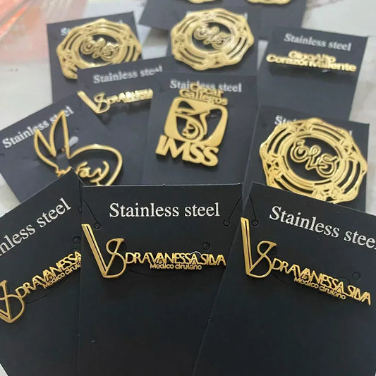 Stainless Steel Custom Company Logo Breastpin Pin Badge Gold Pattern Picture Nameplate ID Tag Personalized Brooch Wholesale Gift