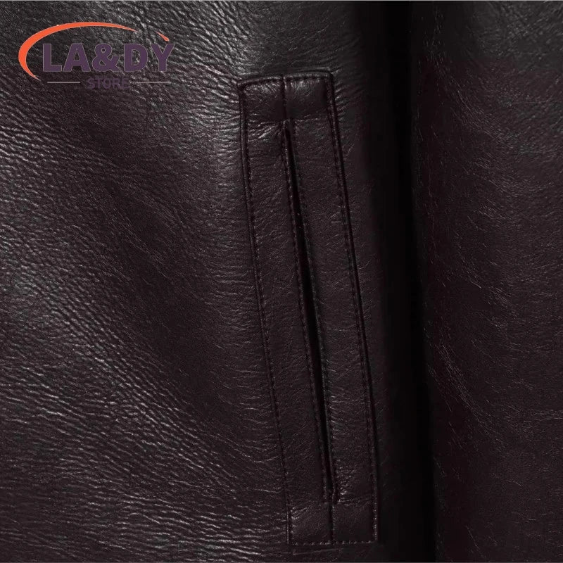 Faux Fur Leather Jacket Coat Women 2026 New Fashion Casual Two Sides Wear Solid Single Breasted Long Sleeve Female Outwear Tops