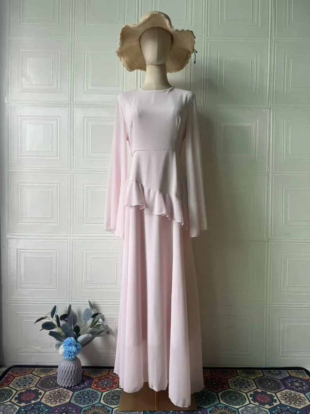 Maxi Dress Women Party Weeding Vestidos Largos Ruffle Round Collar Slim Fit 2025 Autumn Female Elegant Sweet Long Dresses abaya