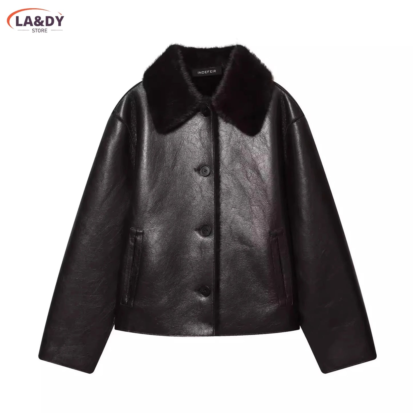 Faux Fur Leather Jacket Coat Women 2026 New Fashion Casual Two Sides Wear Solid Single Breasted Long Sleeve Female Outwear Tops