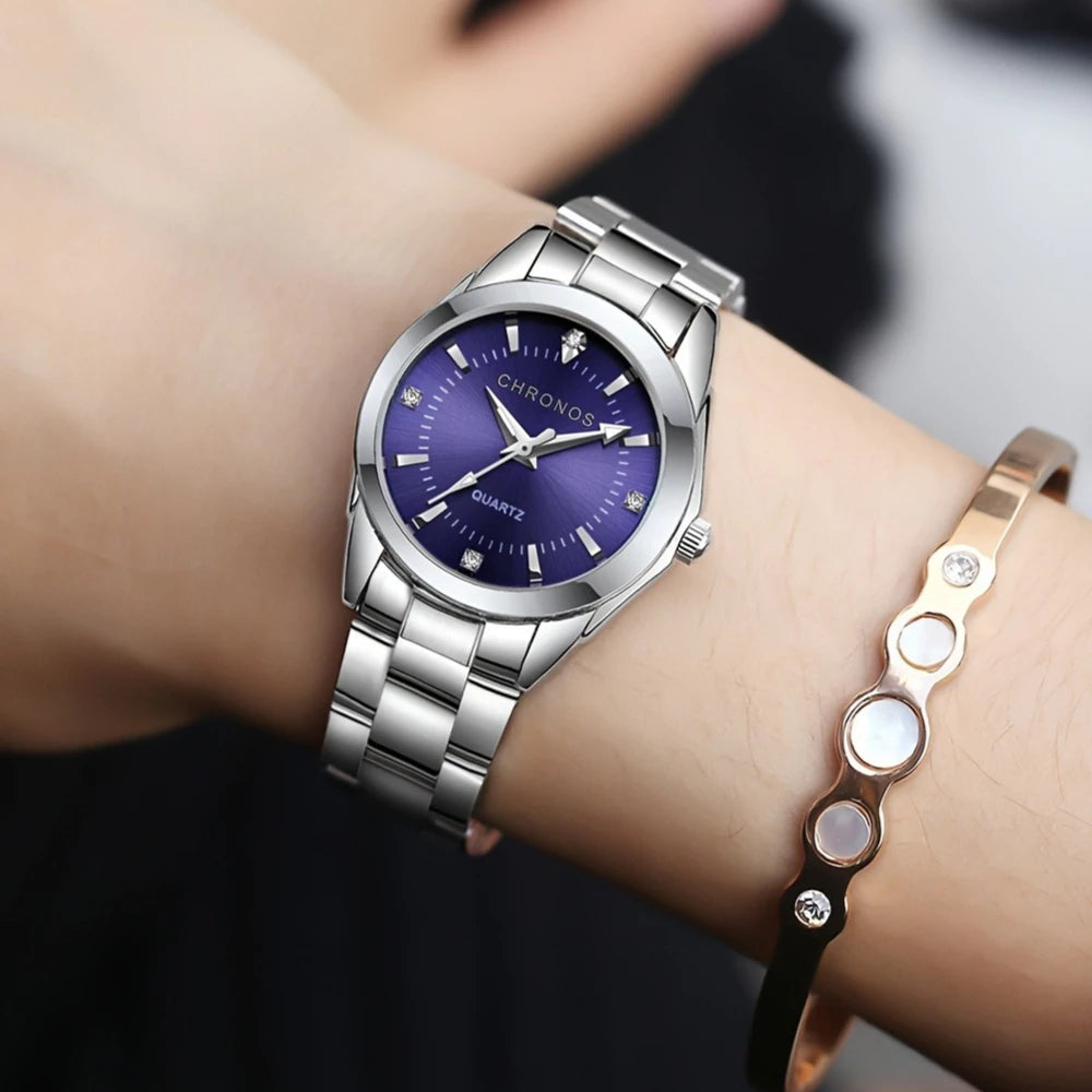 CHRONOS Elegant Women Watch Luxury Ladies Fashion Girls Wristwatch Quartz Movement Stainless Steel Gift for Female Girlfriend