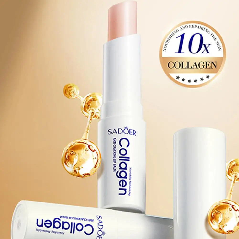 SADOER Collagen Lip Balm Moisturizing Anti Cracking Brightening Repair Nourishing Hydrating Lipstick Lips Skin Care Products