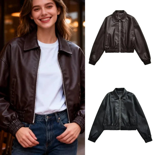 Women's High-Street Casual PU Leather Jacket Autumn/Winter New Collection Fashionable Streetwear for Ladies