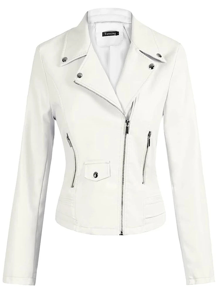 Spring and Autumn Pu Material Leather Jacket Fashionable Women's Leather Jacket Leather Jacket