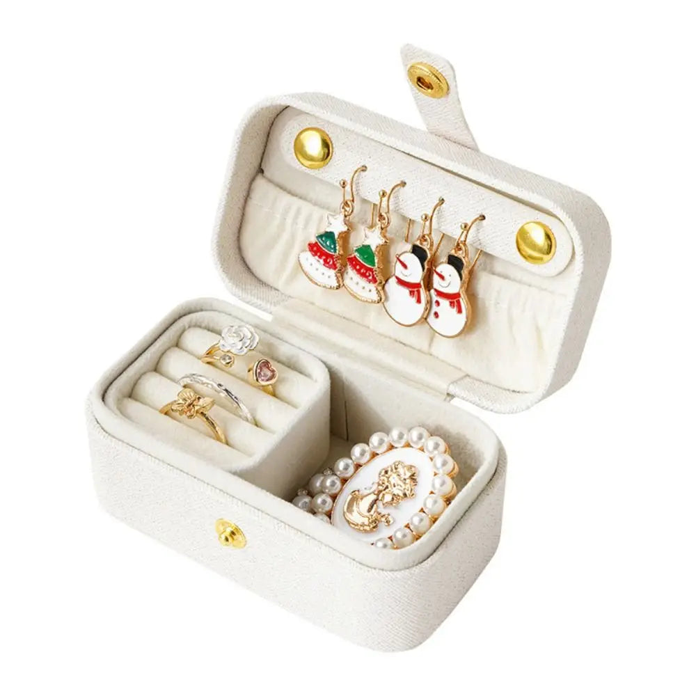 New PU Leather Mini Jewelry Box Flip Cover Mini Storage Case Portable Jewelry Organizer for Women Girls