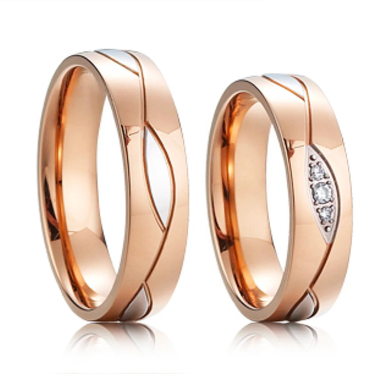 Hypoallergenic Titanium Matching Couple Rings Designer Crown Rose Golden Valentines Wedding Bands For Men And Women
