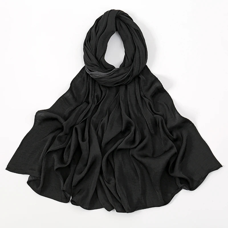 Premium Velvet Satin Chiffon Hijab Scarf Women Luxury Soft Plain Shawl For Women Muslim Hijabs Turban Femme Chic Ramadan