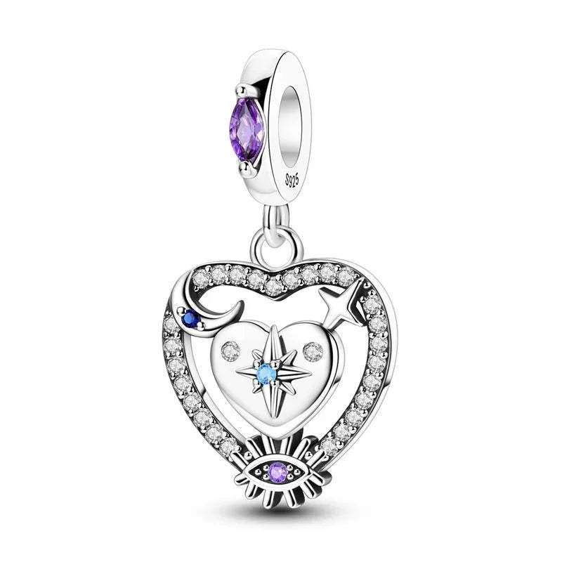 Hot Sale Original 925 Sterling Silver Star & Moon Charms Earrings Ring Beads Pendant fit Bracelet Necklace DIY Fine Jewelry Gift