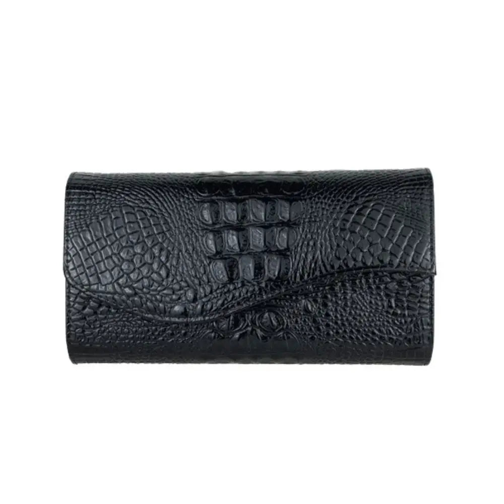 Crocodile Leather Chain Clutch Bag