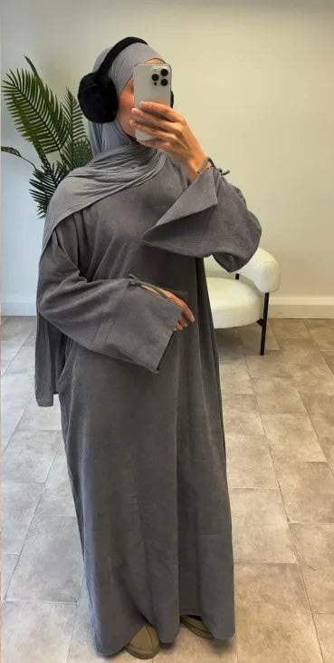 Eid Ramadan Corduroy Abayas Dubai Turkey Kaftan for Women Muslim Modest Dress Arabic Robe Kebaya Caftan Marocain Femme Musulmane