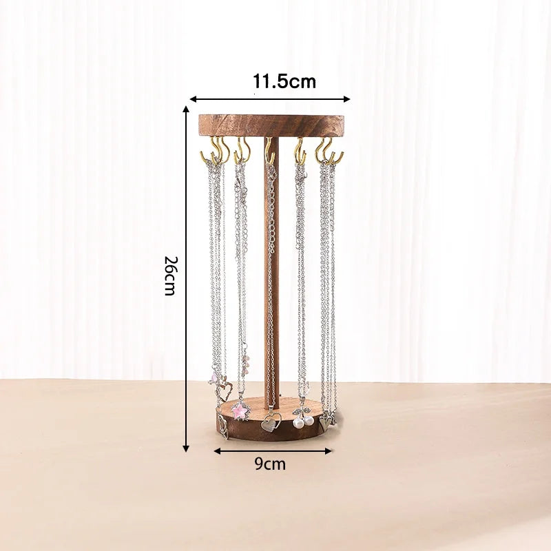 Solid Wood Jewelry Organizer Display Holder Necklace Earrings Bracelets Display Stand Desktop Jewelry Storage Rack