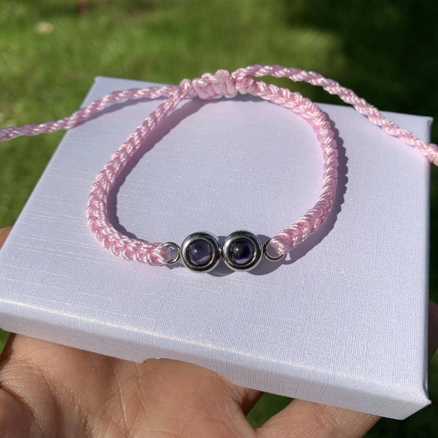 Adjustable Custom Dual Photo Projection Bracelet Customized Weaving Personalized Projection Picture Bracelet Stainless Steel