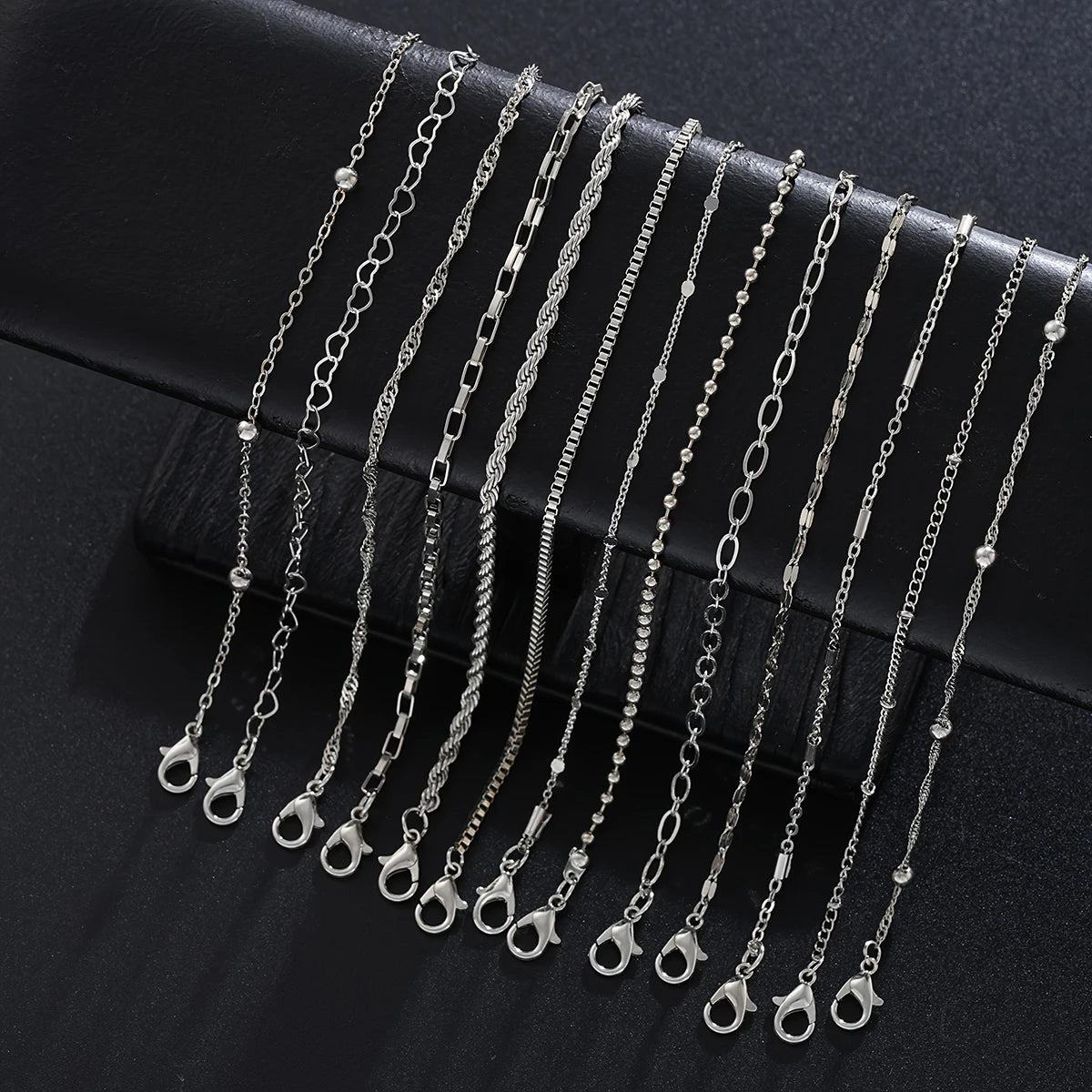 13Pcs/Set Stainless Steel Bracelet for Women, Silver  | Faeva London