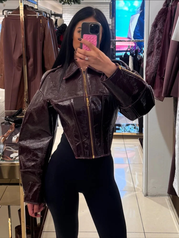 Cinched-Waist Leather Jacket | Faeva London