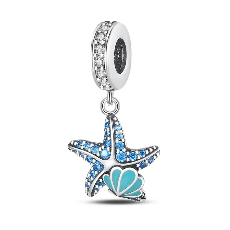 Fashionable 925 Sterling Silver Whale Butterfly Star Flower Heart-shaped Conch Original Pendant Bead fit Women DIY Jewelry Gifts
