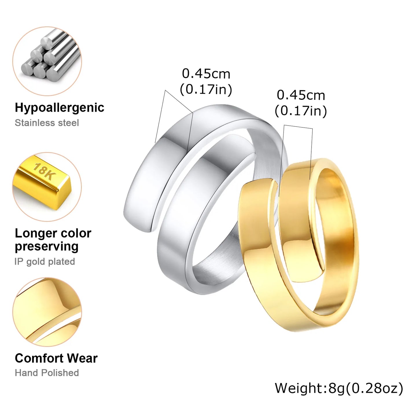 Custom Wedding Ring for Men Women,Waterproof Stainless Steel Engagement Ring Couple Ring Friend Name Ring,Classic Jewelry Gift
