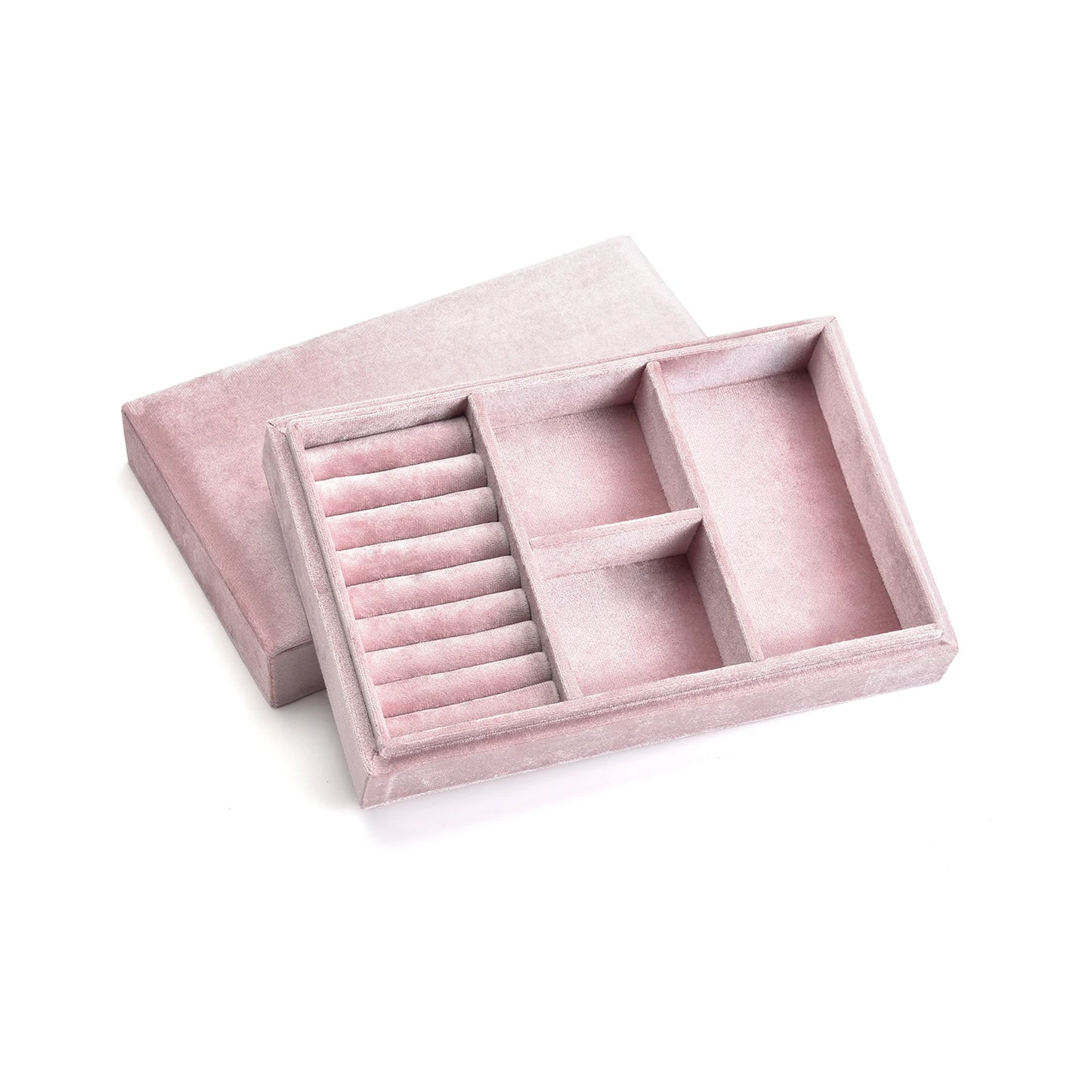 TAIMY Luxury Velvet Travel Portable Custom Logo Jewelry Tray With Lid Desktop Ring Bracelet Watch Storage Box Display Packaging