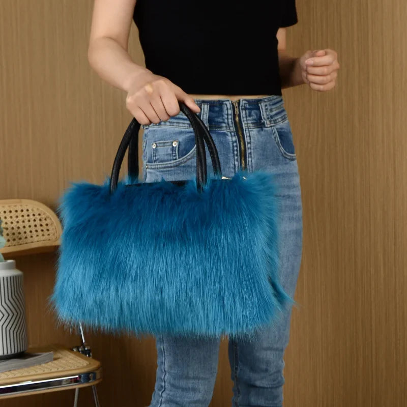 Winter Faux Fur Boston Handbag