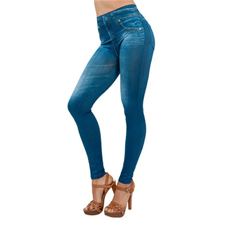High Waist Ultra Stretch Denim Leggings for Women Slim Fit Lifted Buttocks Tight Pants Comfortable Stretchy Leggings