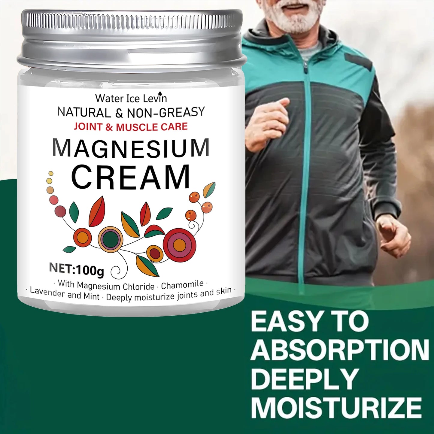 Magnesium Joint & Muscle Care Cream with Chamomile & Lavender, Natural Relief, Deep Moisturizing, Non-Greasy