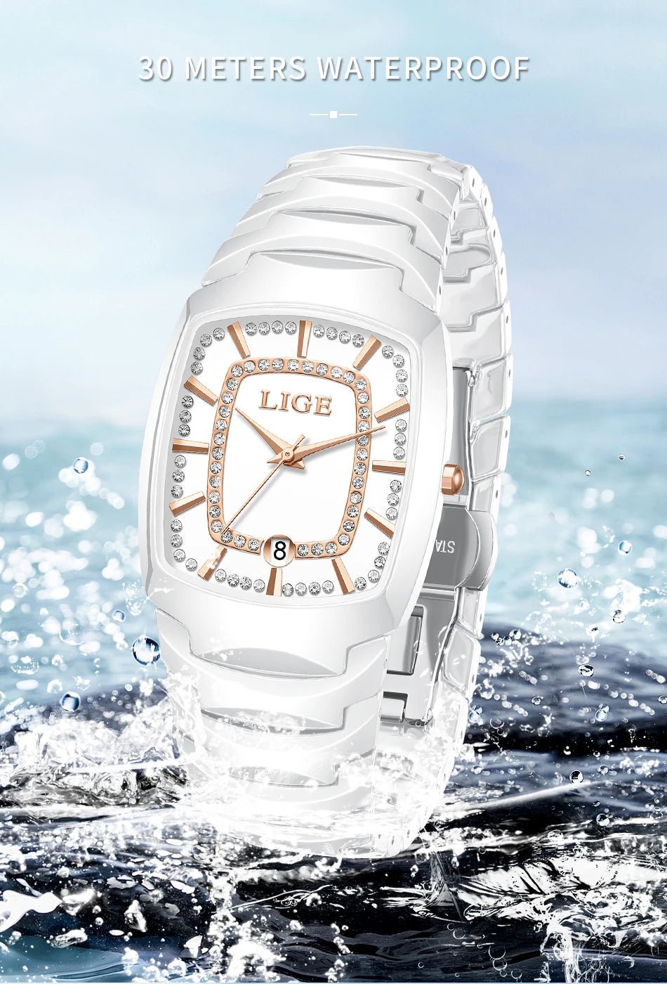 LIGE Luxury Watch for Woman Waterproof Stainless Steel Quartz Ladies Watch Outdoor Sport Women's Watches Elegant Female Clock