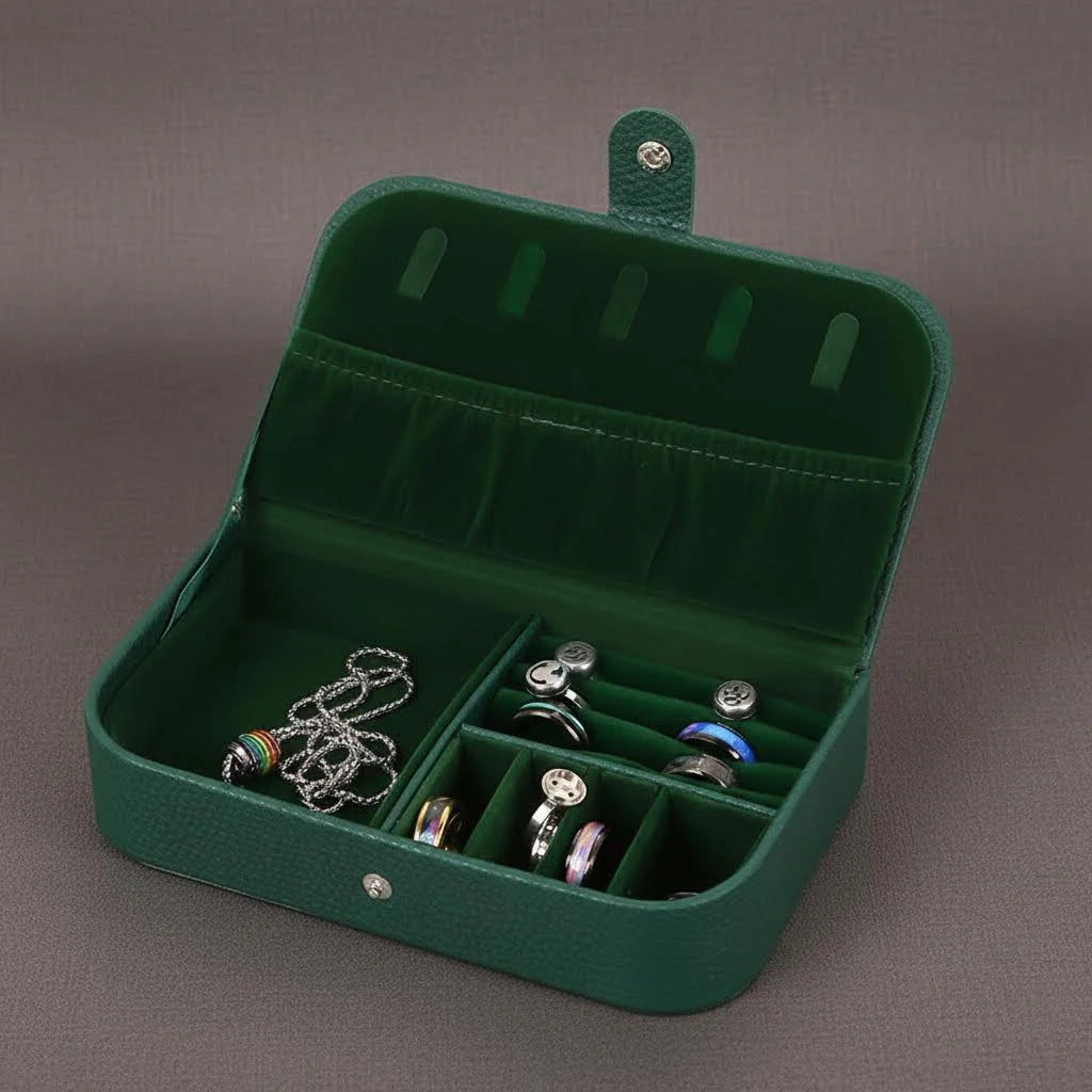 Portable Jewelry Box Jewelry Organizer Display Travel Jewelry Case Boxes Button Leather Storage Chenille Jewelers Joyero