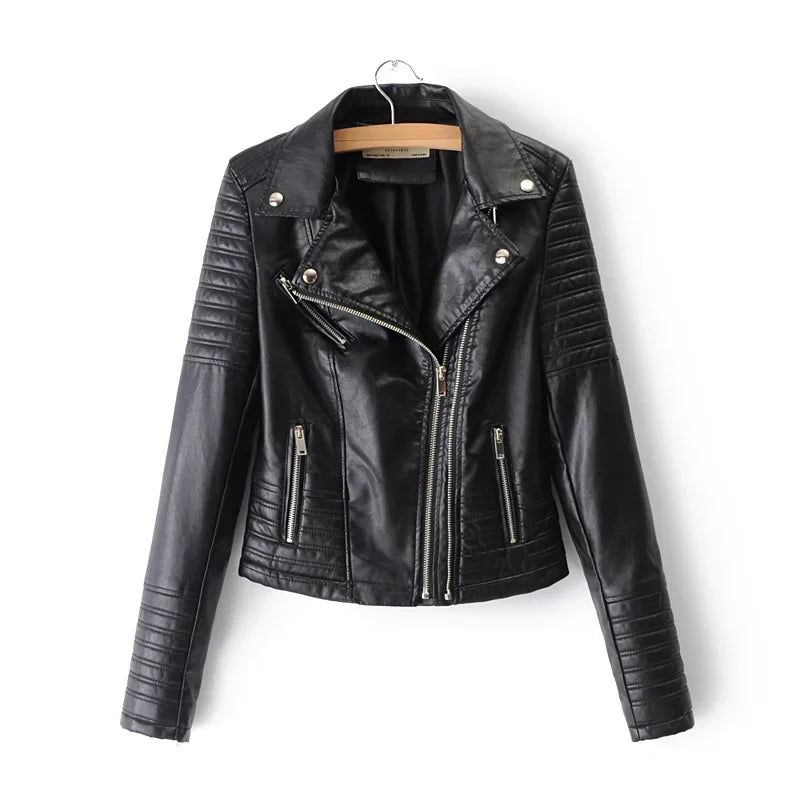 Customizable 2024 New UZZDSS Women Soft Motorcycle Faux Leather Jackets Ladies Long Sleeve Autumn Winter Biker Streetwear Coat