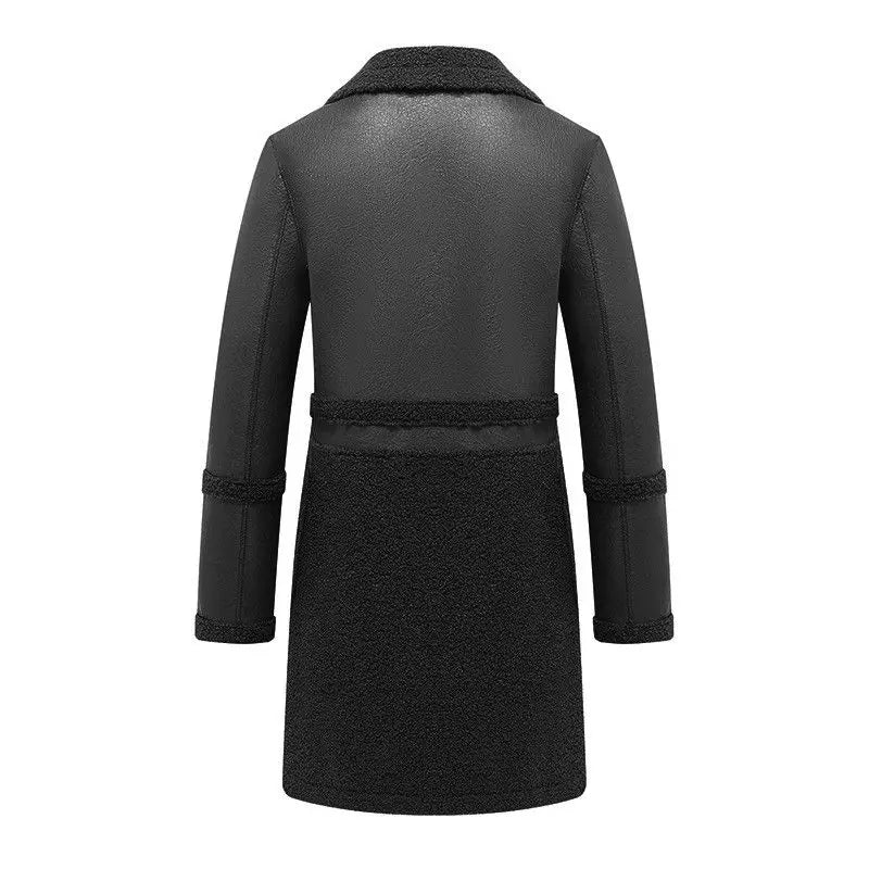 Large Size Jacket Women's New Two-Sided Fur Coat Autumn Winter 2025 Lambswool Outerwear Long Padded Overcoat Ladies Leather Tops