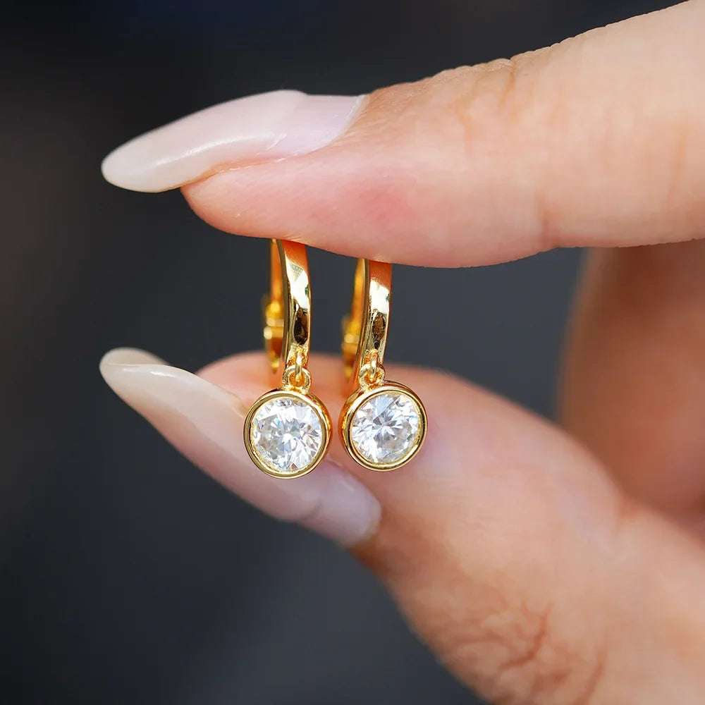 Simple 0.5ct Round Pear Emerald Moissanite Diamond Earring for Women 925 Sterling Silver Plated 18K Women Moissanite Earring GRA