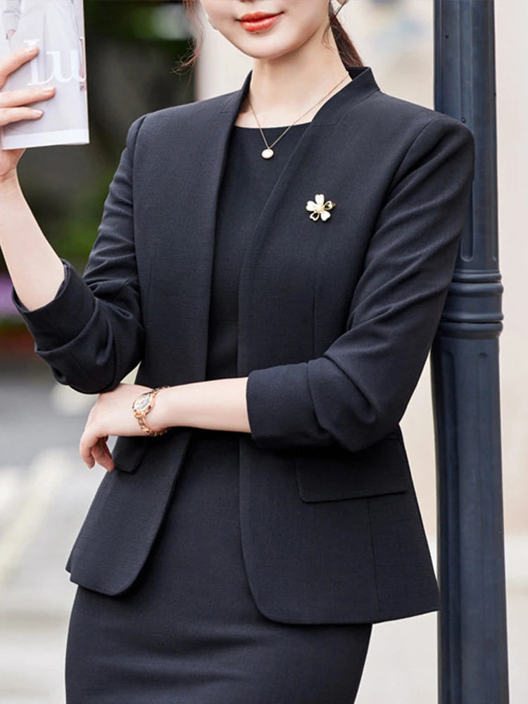 Collarless Suit Dress 2-Piece | Faeva London