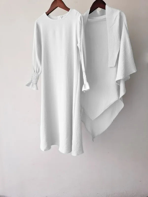 Eid Kids Hijab Hooded Bat Sleeve Dress Fashion Casual Children Wear Jilbab Islam Muslim Ramadan Dubai Turkey Abaya Modest Outfit