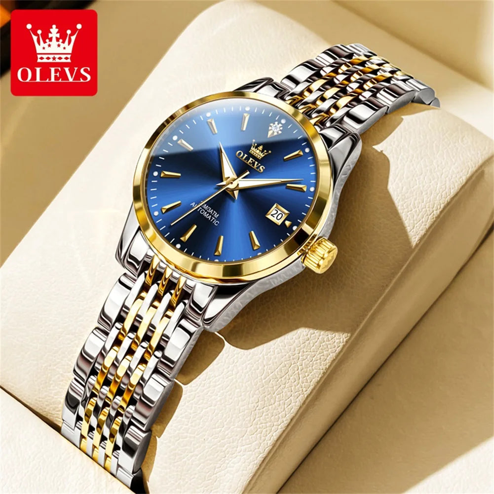 OLEVS 6635 Luxury Brand Elegance Ladies Watch Automatic Mechanical Wristwatch Waterproof Luminous Chronograph Watch For Women